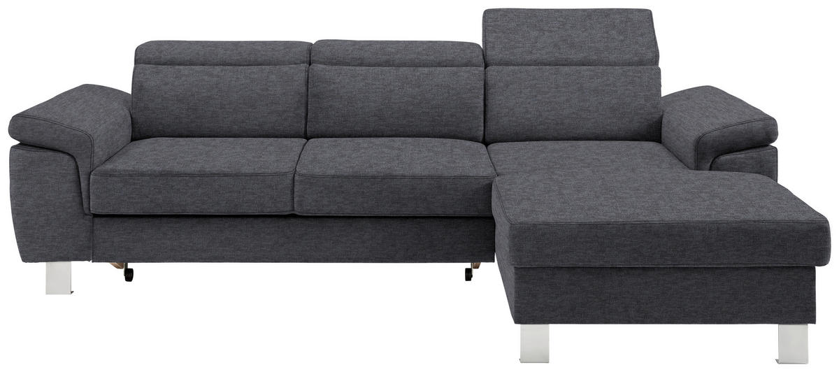 ECKSOFA in Webstoff Grau  - Silberfarben/Grau, Design, Textil/Metall (250/167cm) - Xora