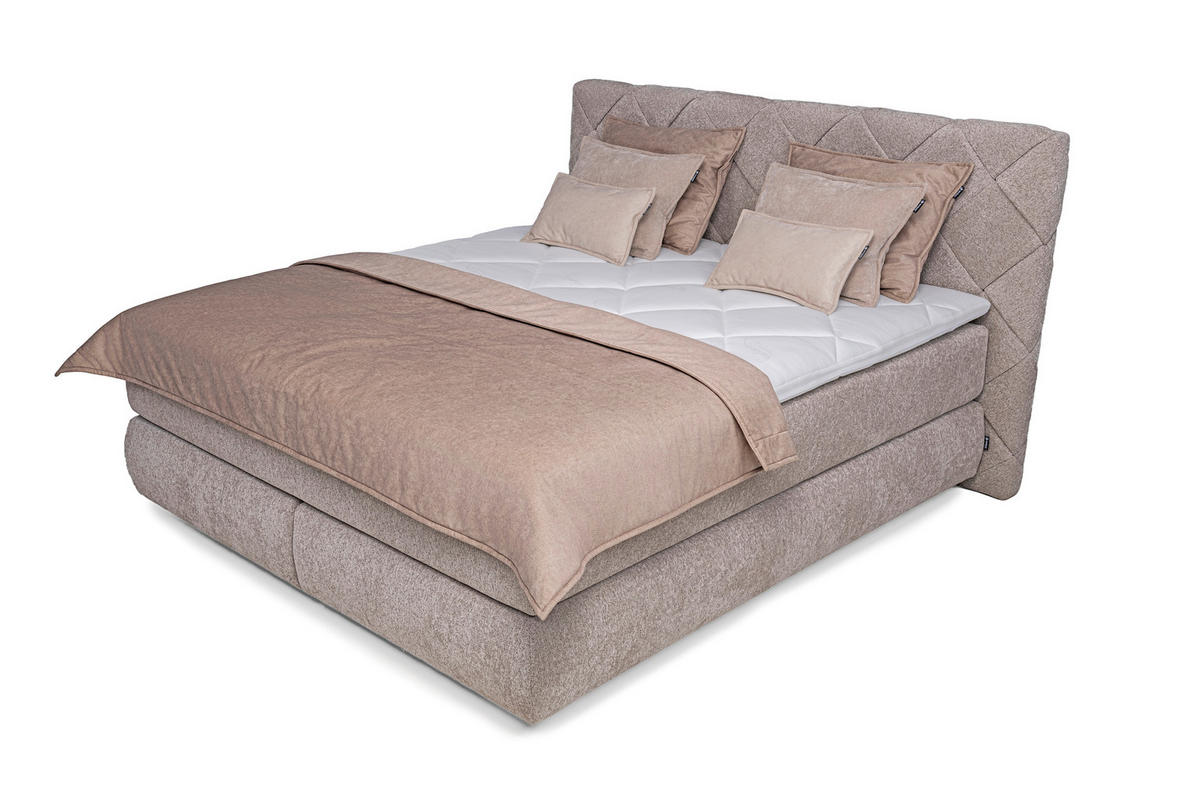 KONTINENTALSÄNG 180/200 cm,  in mocca, bäddmadrass, H2 = medelfast  - svart/mocca, Design, trämaterial/trä (180/200cm) - Visionight