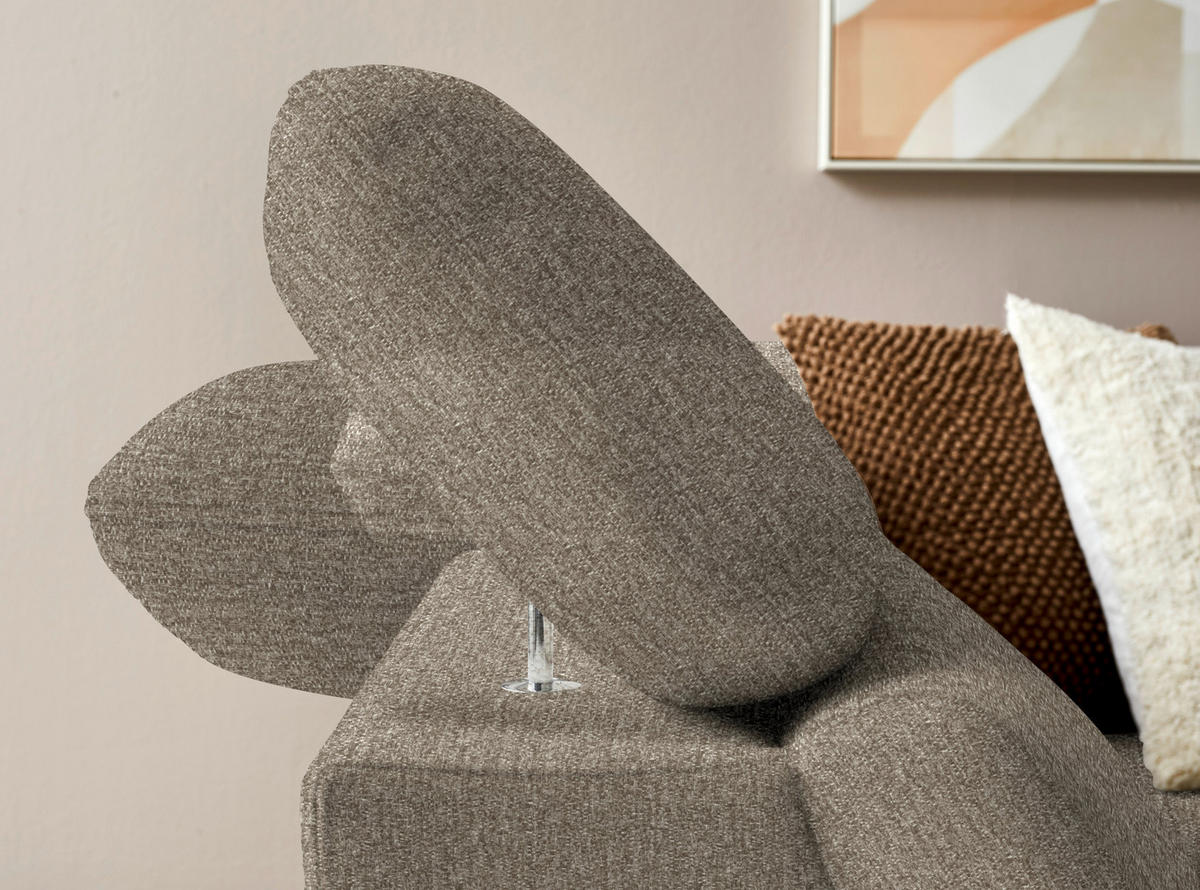 ECKSOFA in Chenille Graubraun  - Eichefarben/Graubraun, Modern, Holz/Textil (212/287cm) - Valnatura