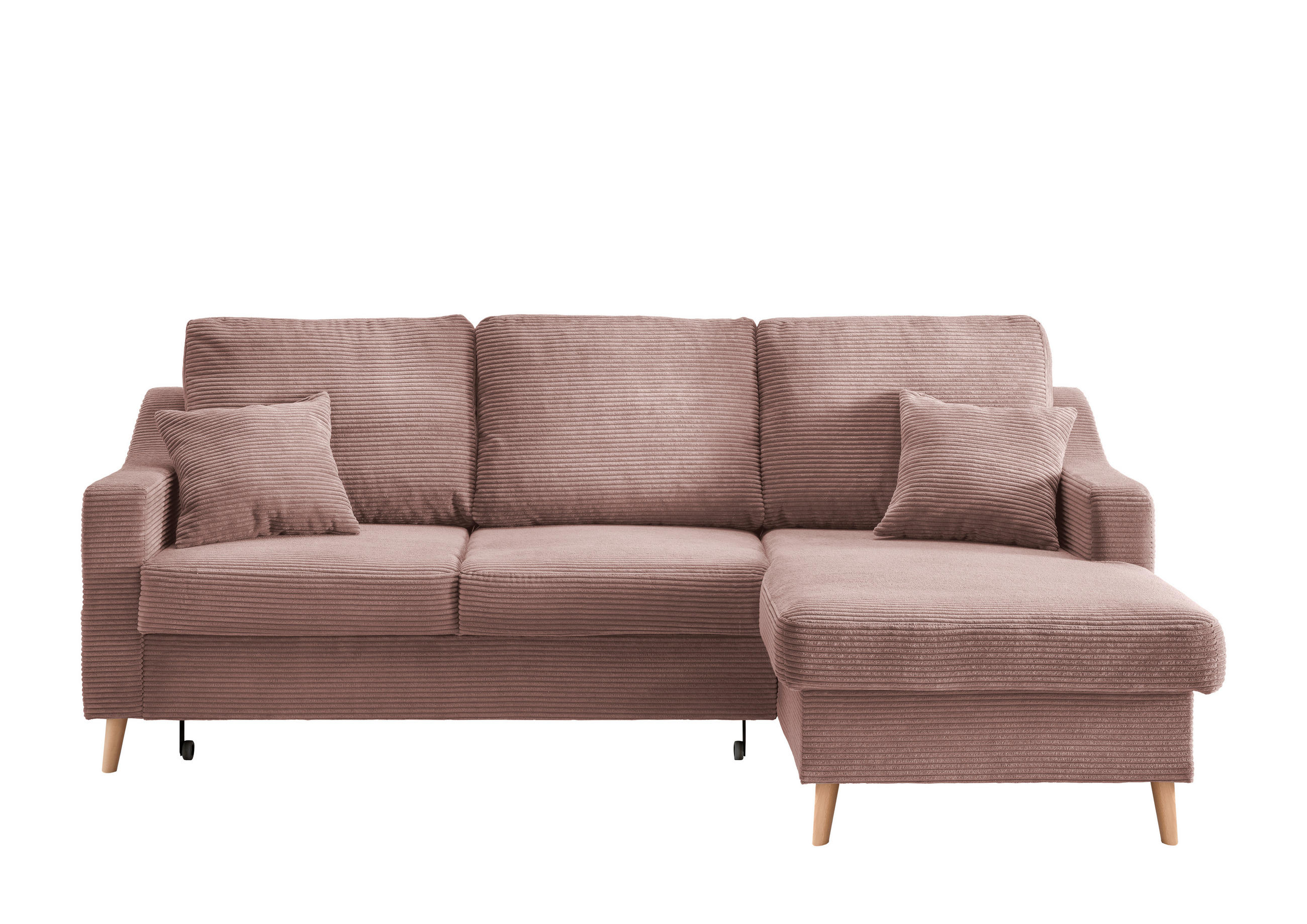 Ecksofa mit Schlaffunktion & Bettkasten Valentina Rosa Cord