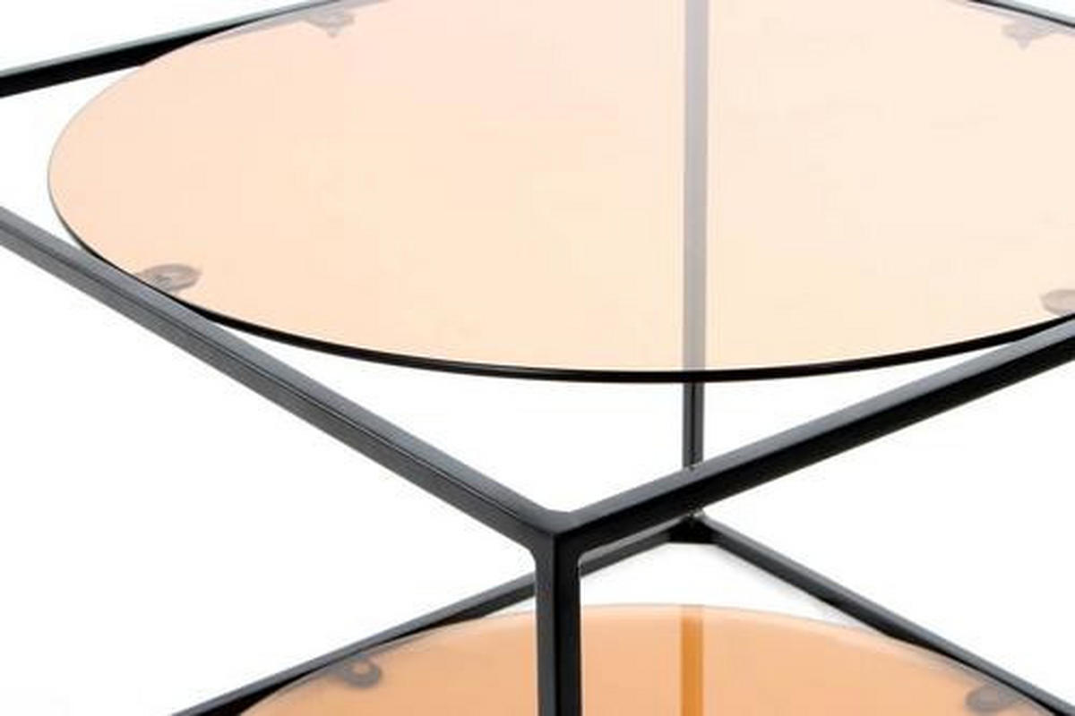 BEISTELLTISCH in Metall, Glas 50/50/36 cm  - Terracotta/Schwarz, Basics, Glas/Metall (50/50/36cm) - Kayoom