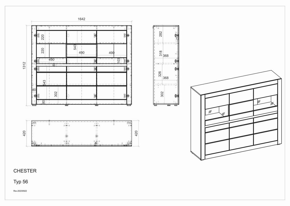 HIGHBOARD , 165/132/42 cm,  - Eichefarben/Silberfarben, Design, Holzwerkstoff/Kunststoff (165/132/42cm) - MID.YOU
