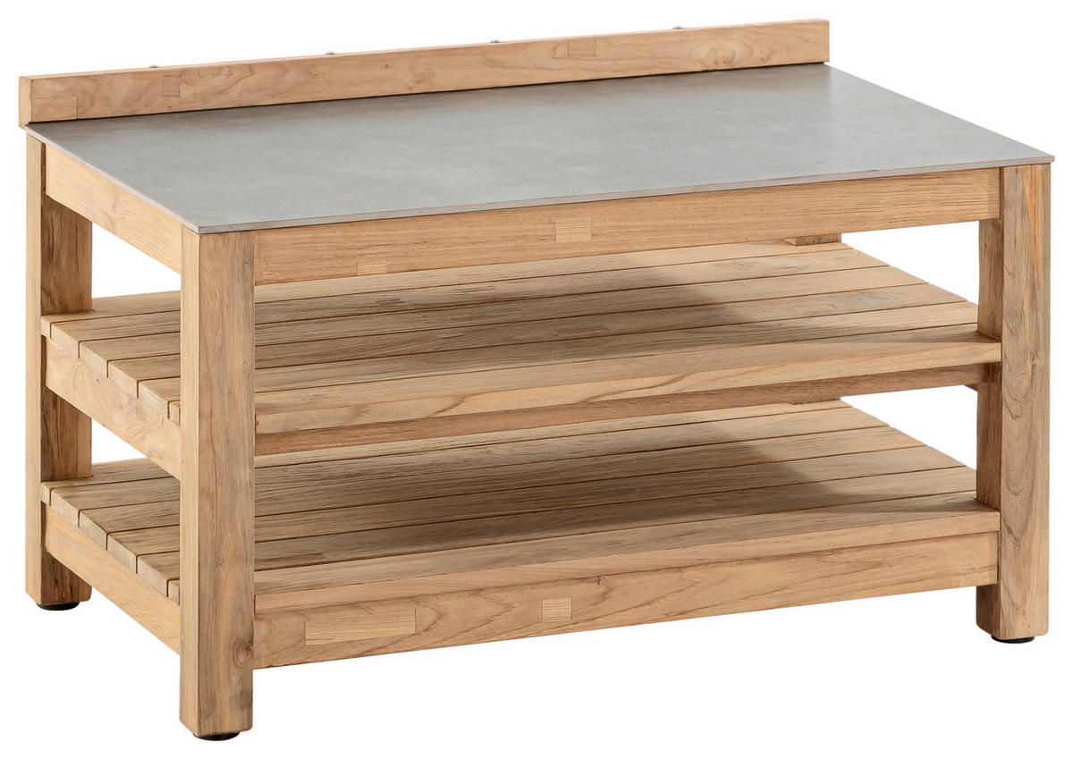 OUTDOORKÜCHE - Titanfarben/Teakfarben, Trend, Holz/Keramik (96/58/57,5cm)
