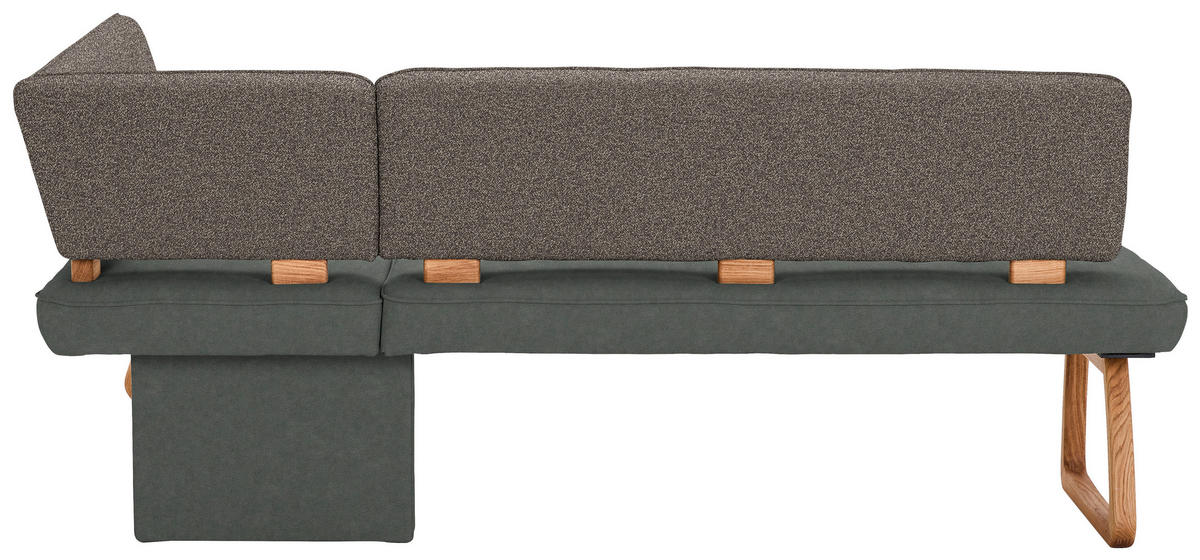 ECKBANK 208/155 cm Webstoff, Mikrofaser Grau, Dunkelgrau Eiche vollmassiv   - Dunkelgrau/Grau, KONVENTIONELL, Holz/Textil (208/155cm) - Venda