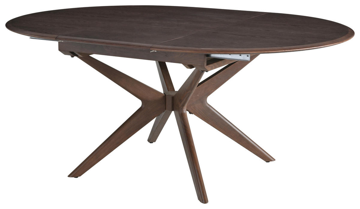 ESSTISCH 180/130/75 cm Echtholz, Nachbildung  Holz, Metall, Holzwerkstoff ausziehbar oval Walnussfarben  - Walnussfarben, MODERN, Holz/Holzwerkstoff (180/130/75cm) - MID.YOU
