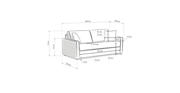 SCHLAFSOFA Webstoff Hellgrau  - Hellgrau/Schwarz, Design, Kunststoff/Textil (186/83/100cm) - Xora