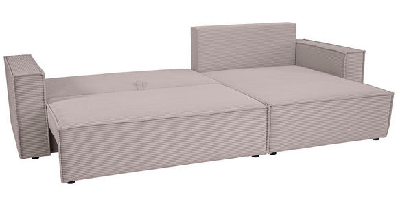 ECKSOFA inkl. Funktionen Hellgrau Cord  - Hellgrau/Schwarz, Design, Textil (267/141cm) - Xora