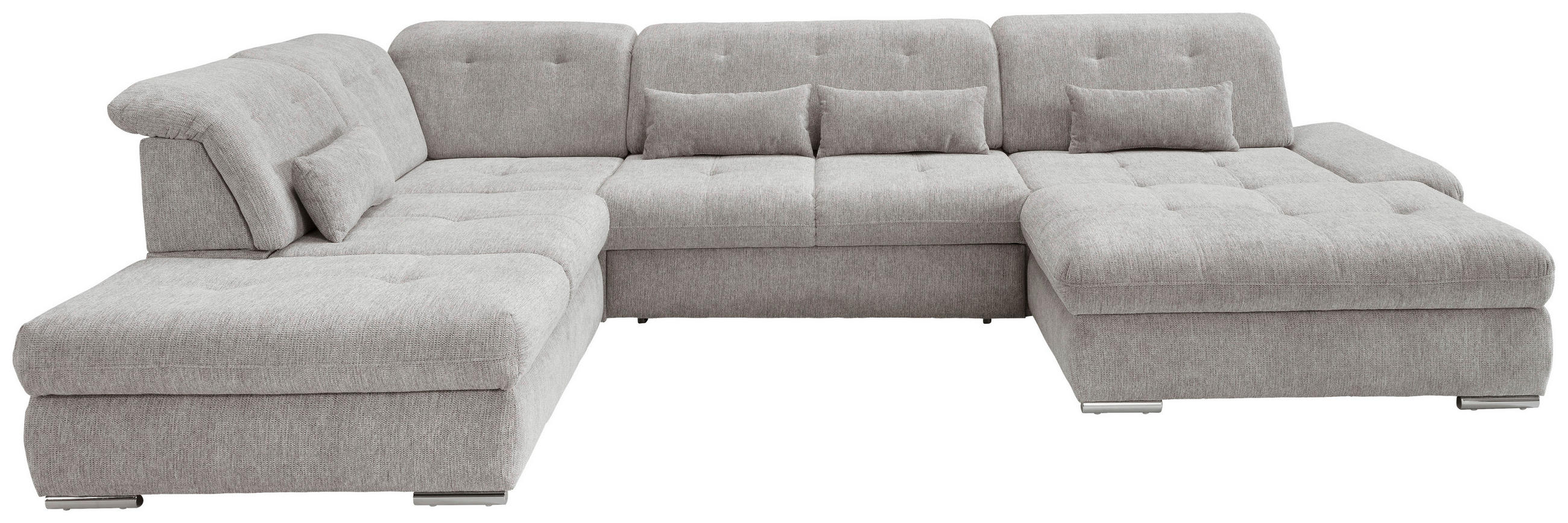 WOHNLANDSCHAFT Silberfarben Chenille  - Chromfarben/Silberfarben, Design, Textil/Metall (254/376/195cm) - Livetastic