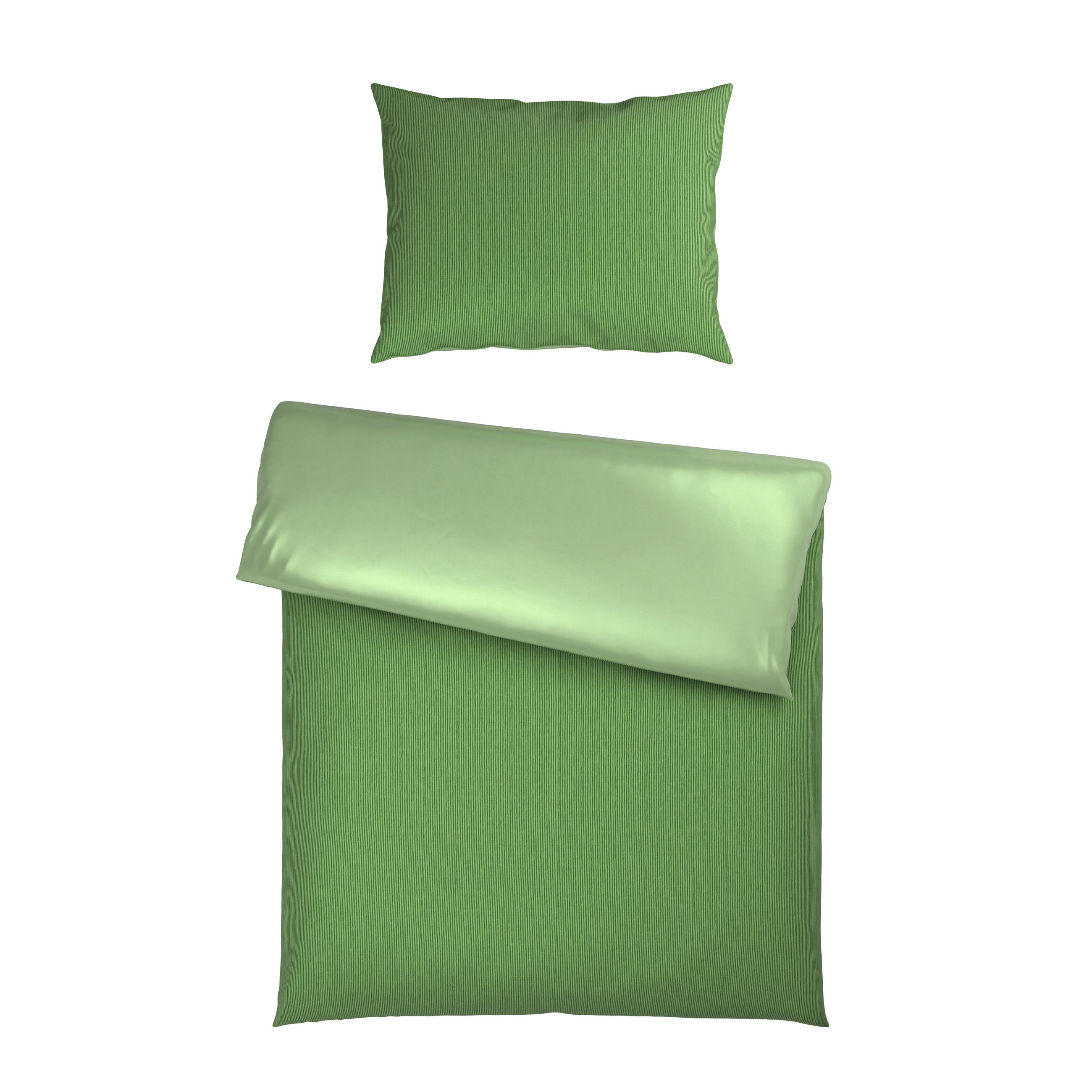 BETTWÄSCHESET Satin 160/210 cm  65 cm/100 cm  - Hellgrün, Textil (160/210cm) - Bio:Vio