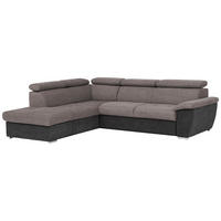 ECKSOFA in Mikrofaser Grau, Schwarz  216/262 cm  - Chromfarben/Schwarz, Design, Textil/Metall (216/262cm) - Livetastic