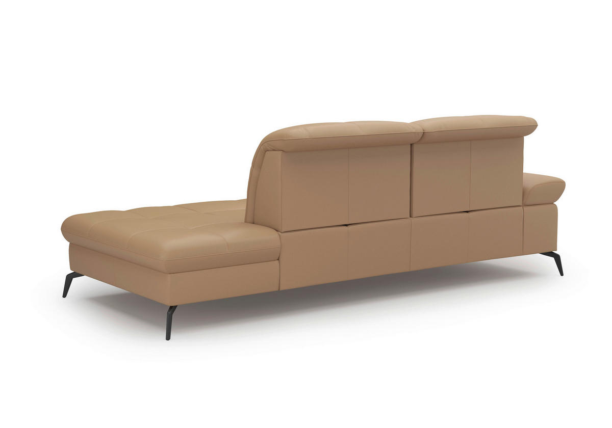 RÉCAMIERE in Echtleder Cappuccino  - Schwarz/Cappuccino, Konventionell, Leder/Metall (231/90/122cm) - Sit & More