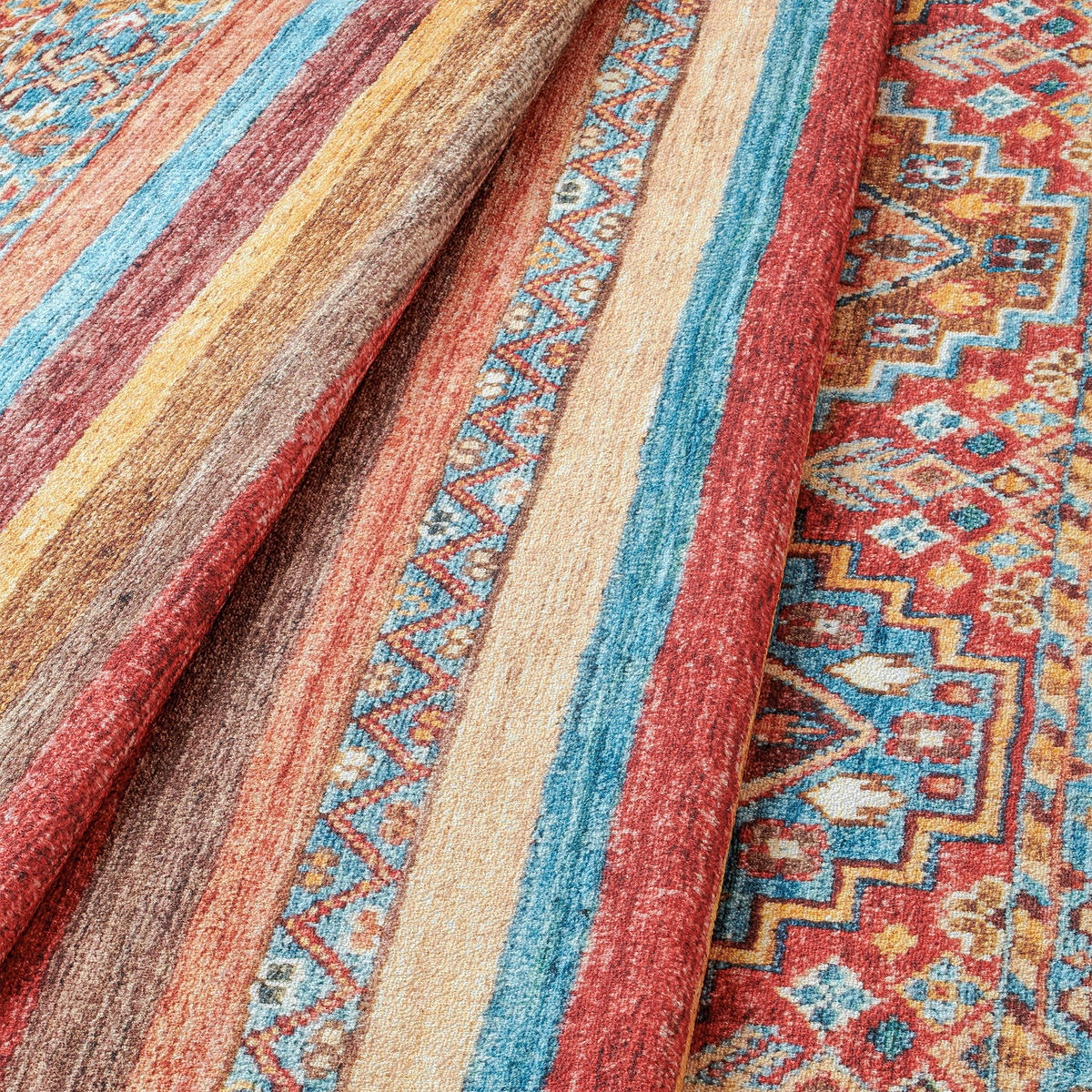 LÄUFER Cortea Azmeo 80/300 cm  in Multicolor, Rot, Cognac  - Cognac/Rot, LIFESTYLE, Kunststoff/Textil (80/300cm) - Lindorug