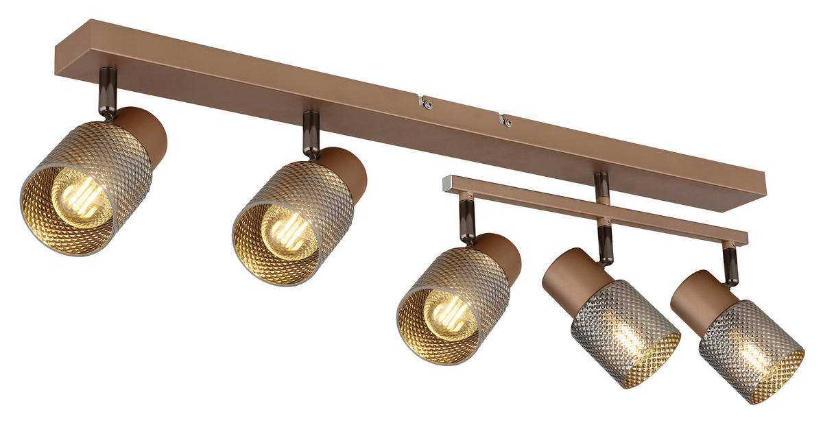 BODOVÉ SVÍTIDLO, 40 W/E14, 85/49,5/12 cm - šedá/hnědá, Lifestyle, kov/sklo (85/49,5/12cm) - Globo
