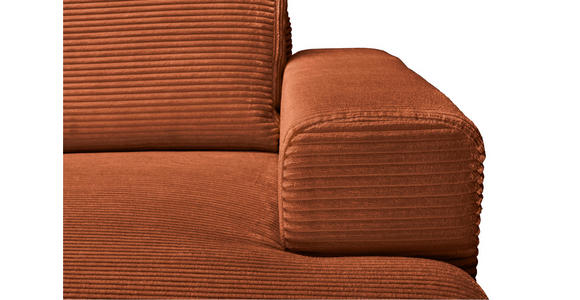ECKSOFA Rostfarben Cord Rückenkissen, Bettkasten, Schlaffunktion, Rücken echt, Liegefläche im Originalstoff  - Rostfarben/Schwarz, KONVENTIONELL, Textil/Metall (240/150cm) - Carryhome