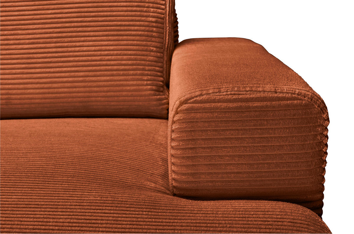 ECKSOFA Rostfarben Cord  - Rostfarben/Schwarz, KONVENTIONELL, Textil/Metall (240/150cm) - Carryhome