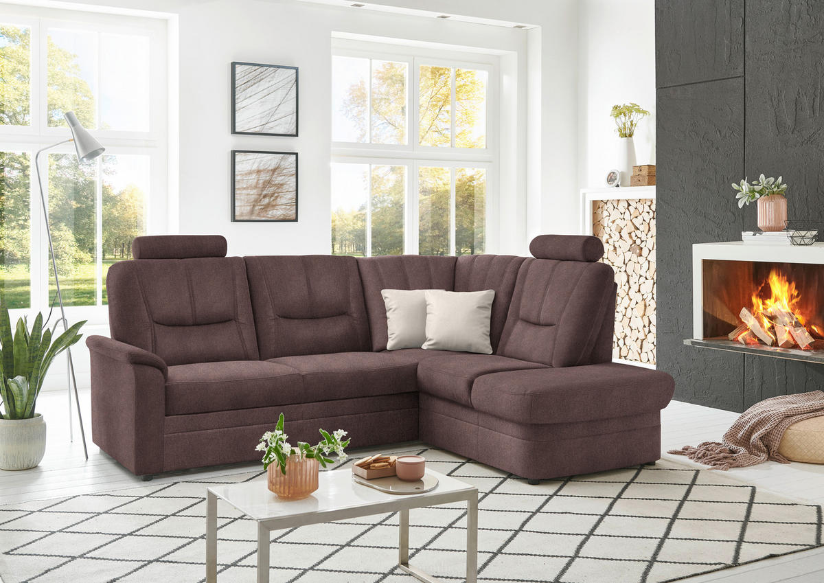 ECKSOFA Chenille Braun  - Schwarz/Braun, Konventionell, Kunststoff/Textil (235/185cm) - Beldomo Comfort