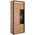 VITRINE in Schwarz, Eiche Artisan - Schwarz/Eiche Artisan, Design, Glas/Holzwerkstoff (76/200/41cm) - Hom`in