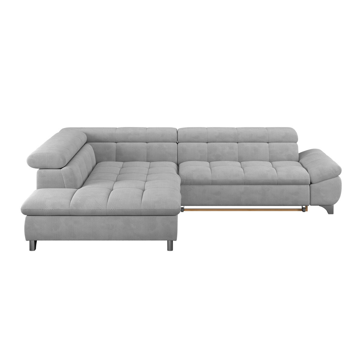 ECKSOFA Hellgrau Chenille  - Chromfarben/Hellgrau, KONVENTIONELL, Textil/Metall (234/312cm) - Livetastic
