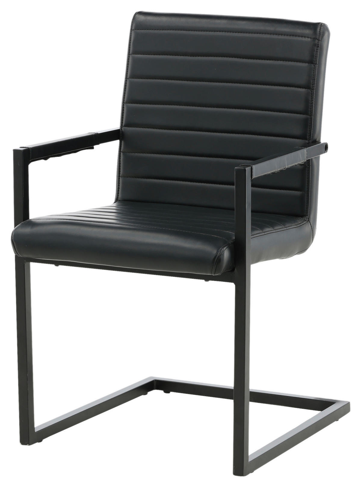 ARMLEHNSTUHL-SET 2 Stück  in Stahl Lederlook (vegan)  - Schwarz, Design, Textil/Metall (54/88/63cm) - Livetastic