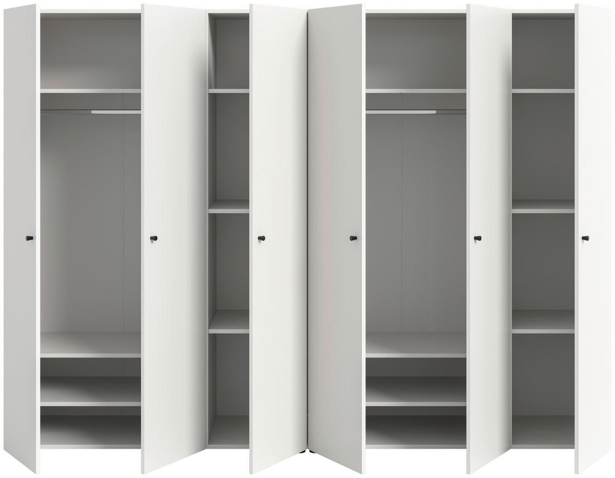 DREHTÜRENSCHRANK 240/176/51 cm,  in Weiß, 6-türig  - Weiß, MODERN, Holzwerkstoff/Kunststoff (240/176/51cm) - MID.YOU