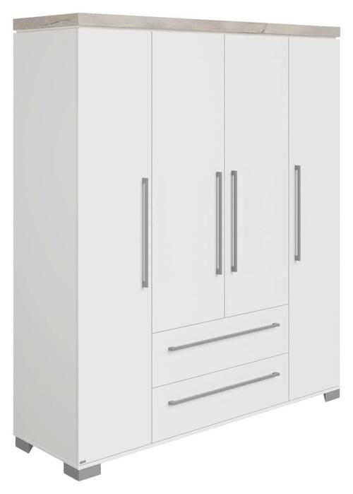 DREHTÜRENSCHRANK in Weiss, Silbereichenfarben  - Weiss/Silberfarben, Basics, Holzwerkstoff/Metall (175,8/205,9/55,6cm) - Paidi