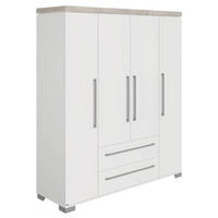 DREHTÜRENSCHRANK in Weiss, Silbereichenfarben  - Weiss/Silberfarben, Basics, Holzwerkstoff/Metall (175,8/205,9/55,6cm) - Paidi