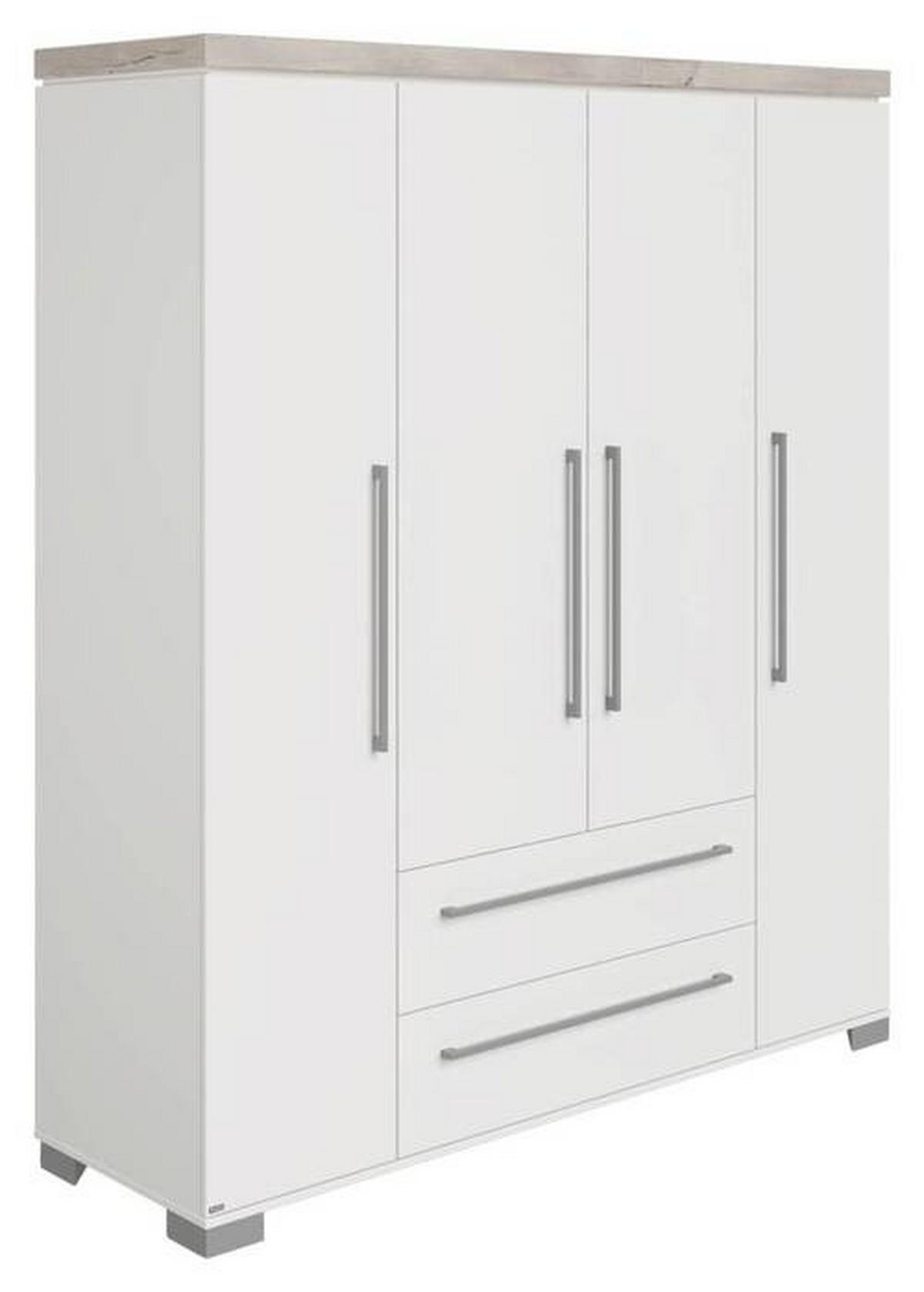 DREHTÜRENSCHRANK in Weiss, Silbereichenfarben  - Weiss/Silberfarben, Basics, Holzwerkstoff/Metall (175,8/205,9/55,6cm) - Paidi