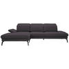 ECKSOFA in Flachgewebe Dunkelgrau  - Dunkelgrau/Schwarz, Design, Textil/Metall (180/289cm) - Stylife