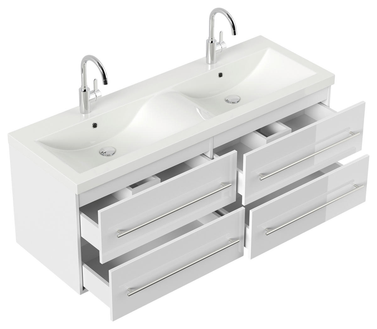 WASCHTISCHKOMBI 160 cm  - Weiß Hochglanz/Weiß, Basics, Holzwerkstoff/Stein (160cm) - MID.YOU