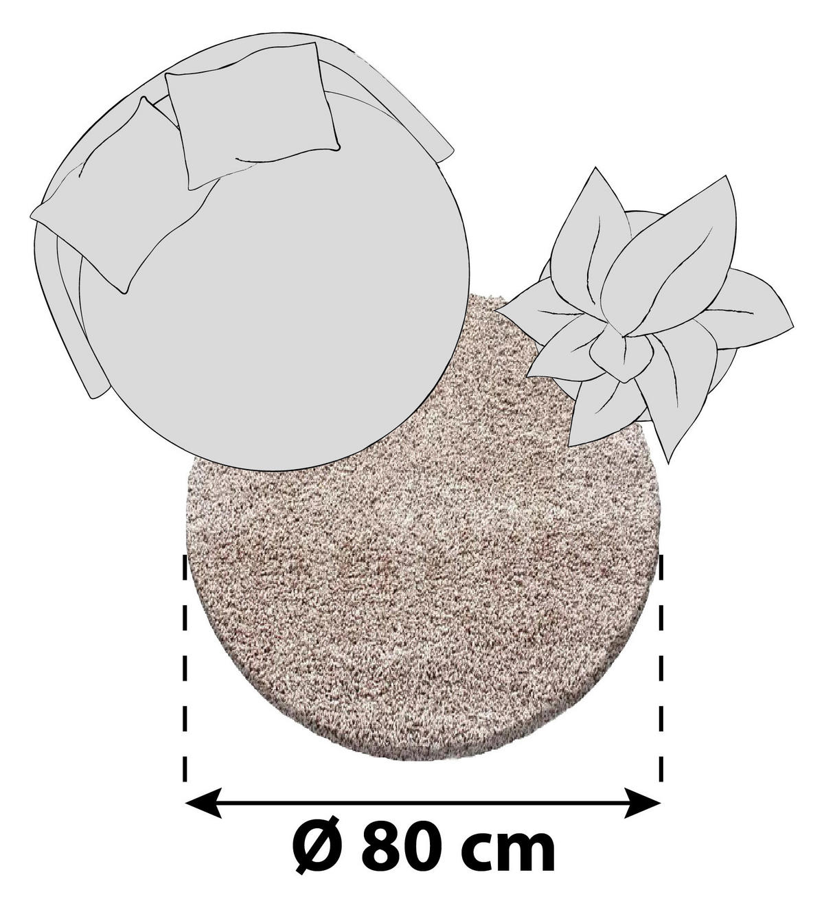 HOCHFLORTEPPICH 80 cm Dream Beige  - Beige, KONVENTIONELL, Textil (80cm) - Novel