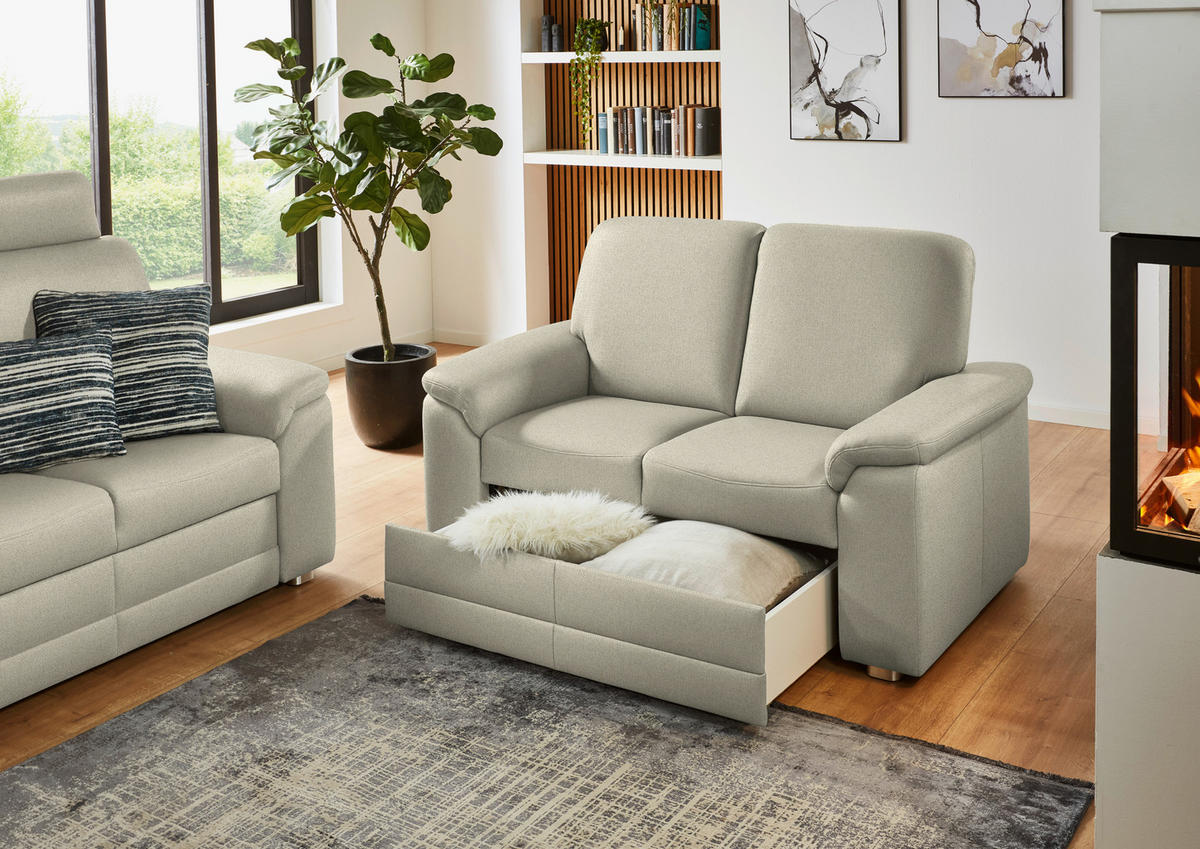 2-SITZER-SOFA Chenille Silberfarben  - Silberfarben/Alufarben, Konventionell, Textil/Metall (156/96/89cm) - Beldomo Comfort
