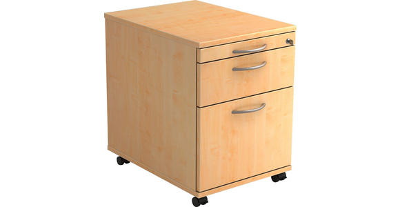 ROLLCONTAINER 42,8/59/58 cm  - Ahornfarben/Alufarben, KONVENTIONELL, Holzwerkstoff/Kunststoff (42,8/59/58cm) - Venda