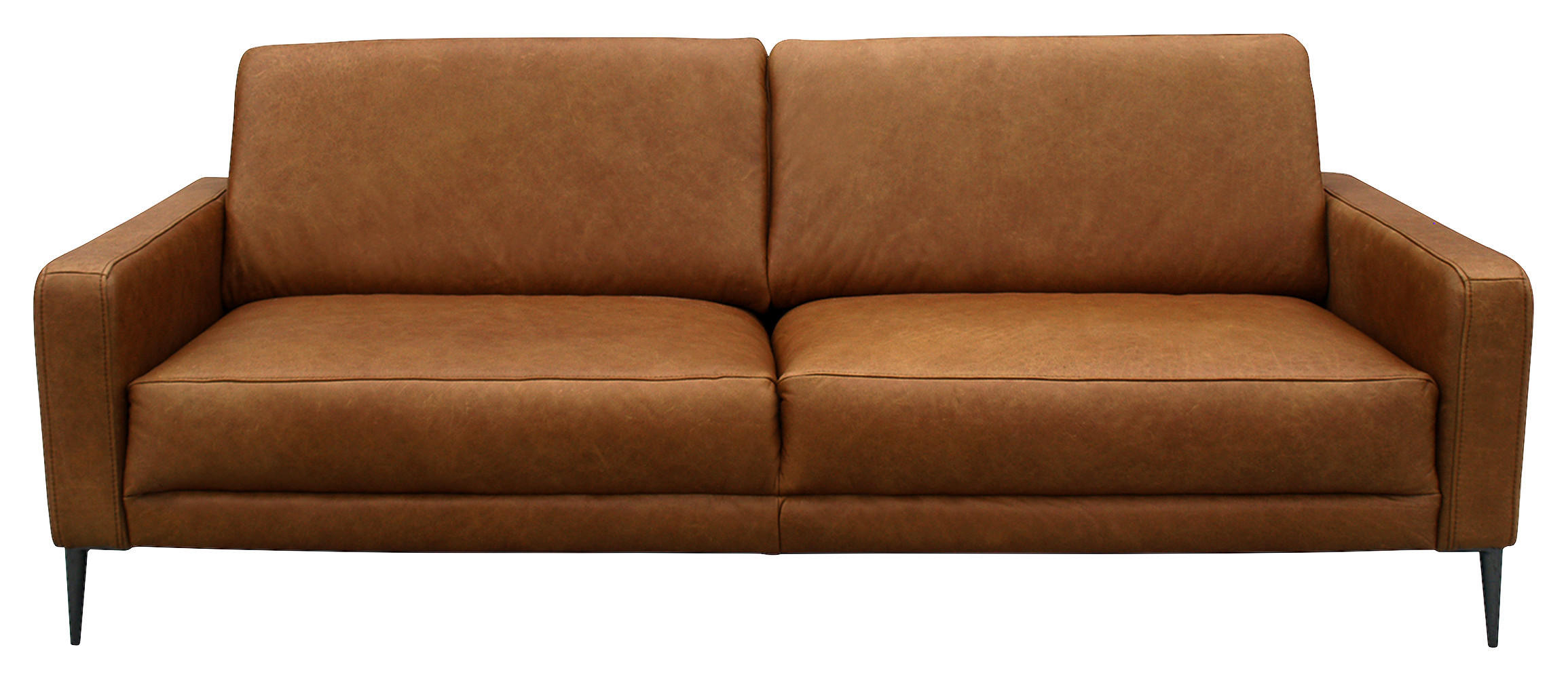 3-SITZER-SOFA Echtleder Cognac  - Cognac/Schwarzchrom, Design, Leder/Metall (187/85/92cm) - Livetastic
