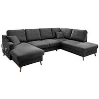 WOHNLANDSCHAFT  in Struktur Anthrazit  - Anthrazit/Naturfarben, KONVENTIONELL, Holz/Textil (150/301/200cm) - P & B