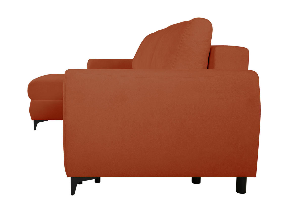 ECKSOFA Moli Rostfarben Bouclé  - Rostfarben/Schwarz, Design, Textil/Metall (236/148cm) - MID.YOU
