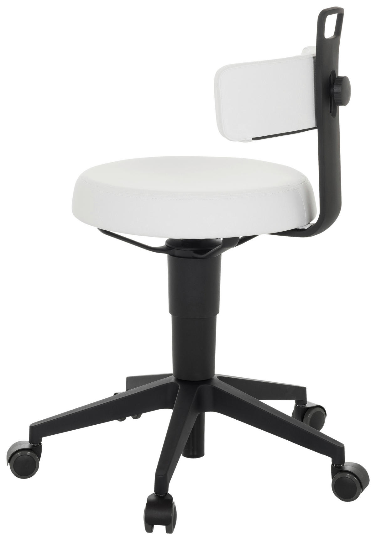 KONTORSPALL  vit  - vit/svart, Basics, läder/plast (40/74-86/46cm) - MID.YOU