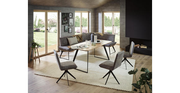 ESSTISCH in Holz, Metall 140/90/76 cm - Eichefarben/Schwarz, Design, Holz/Metall (140/90/76cm) - Voleo