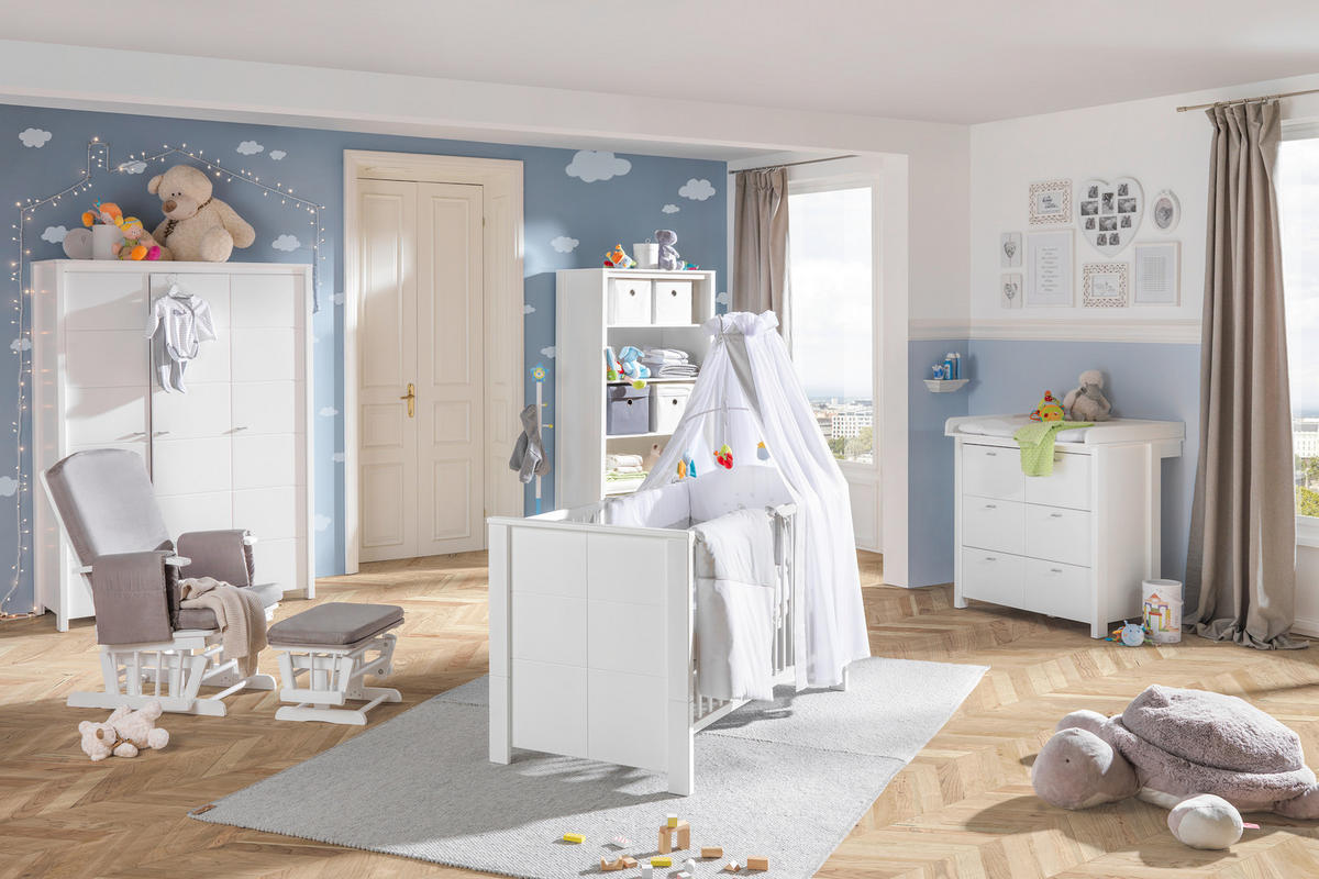 BABYKLEIDERSCHRANK Julija Weiß  - Alufarben/Weiß, Trend, Holzwerkstoff/Metall (135/188/55cm) - My Baby Lou