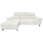 ECKSOFA Creme Cord Rücken echt, Kopfteilverstellung, Sitzvorzug  - Creme/Schwarz, KONVENTIONELL, Textil/Metall (196/290cm) - Carryhome