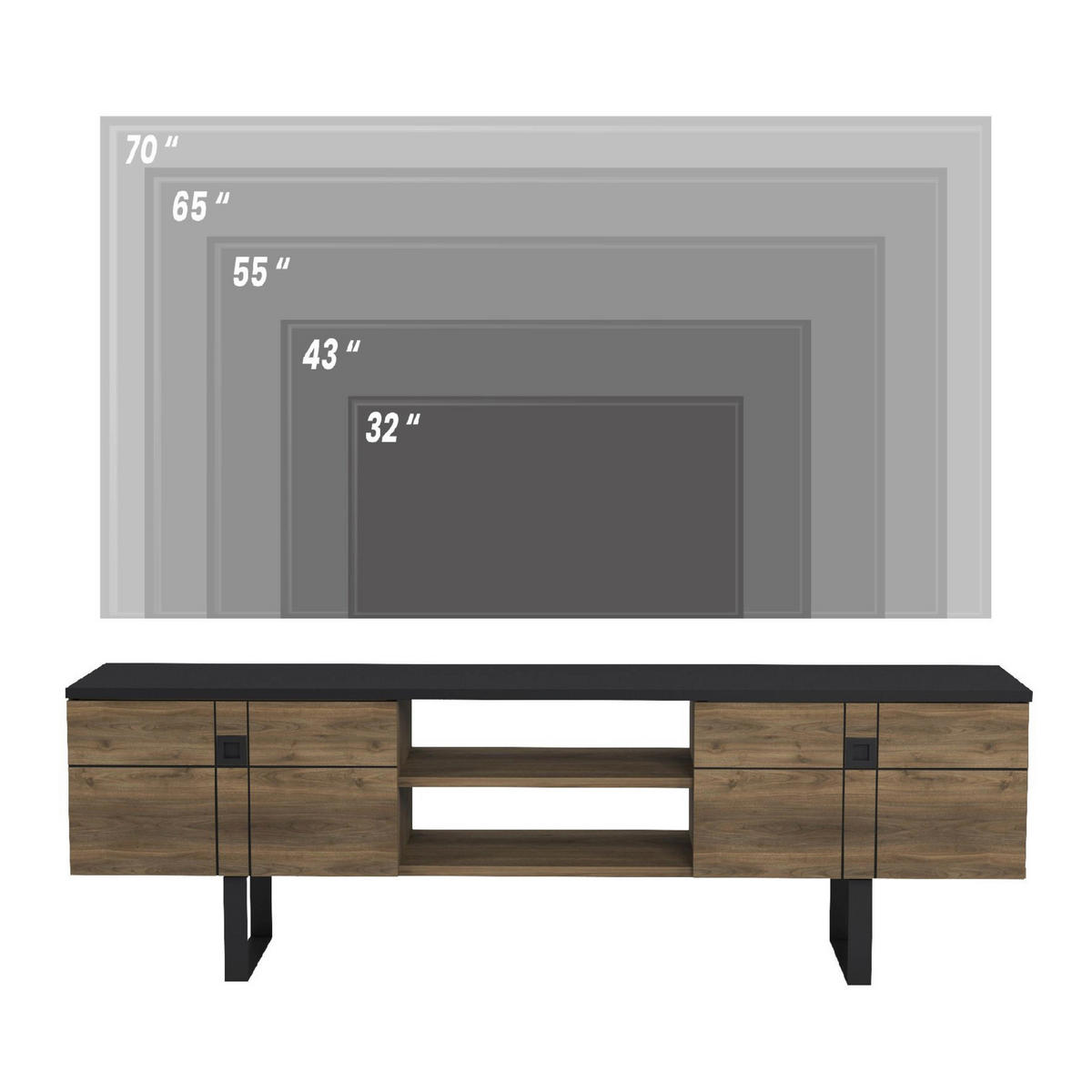 LOWBOARD Recife  in 160/50/35 cm  - Walnussfarben/Schwarz, Design, Holzwerkstoff (160/50/35cm) - Livetastic