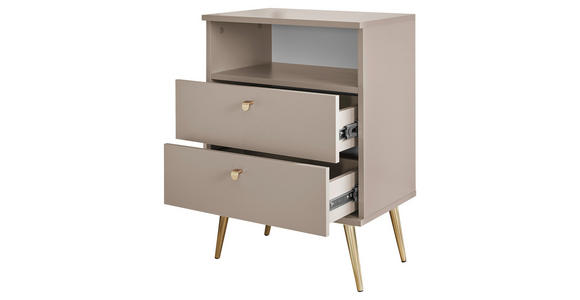 NACHTSCHRANK 50/70/34 cm  - Beige/Messingfarben, KONVENTIONELL, Holzwerkstoff/Metall (50/70/34cm) - Carryhome