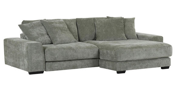 ECKSOFA in Flachgewebe Olivgrün  - Schwarz/Olivgrün, KONVENTIONELL, Holz/Textil (280/190cm) - Carryhome