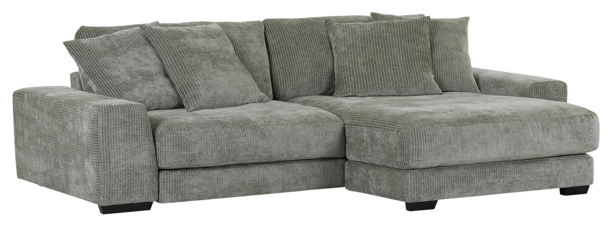 ECKSOFA in Flachgewebe Olivgrün  - Schwarz/Olivgrün, Konventionell, Holz/Textil (280/190cm) - Carryhome