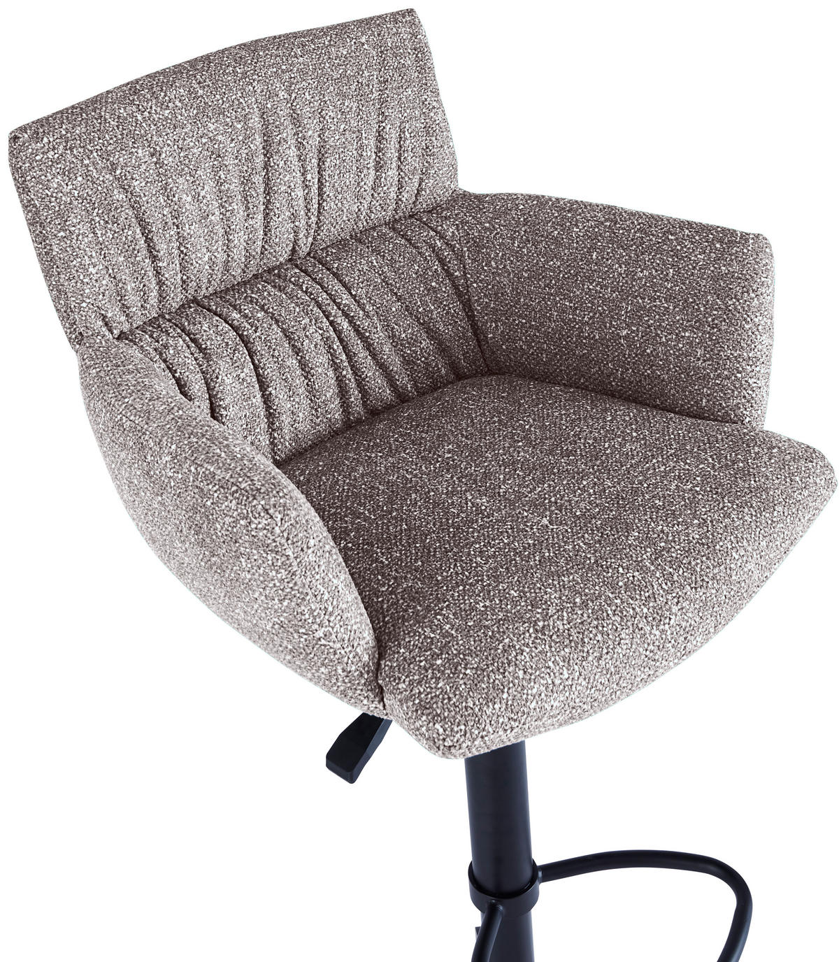 BARHOCKER Leinenoptik Cappuccino Eisen Sitzfläche 360° drehbar, automatische Rückholfunktion  - Schwarz/Cappuccino, Design, Textil/Metall (58/88-112/58cm) - Dieter Knoll