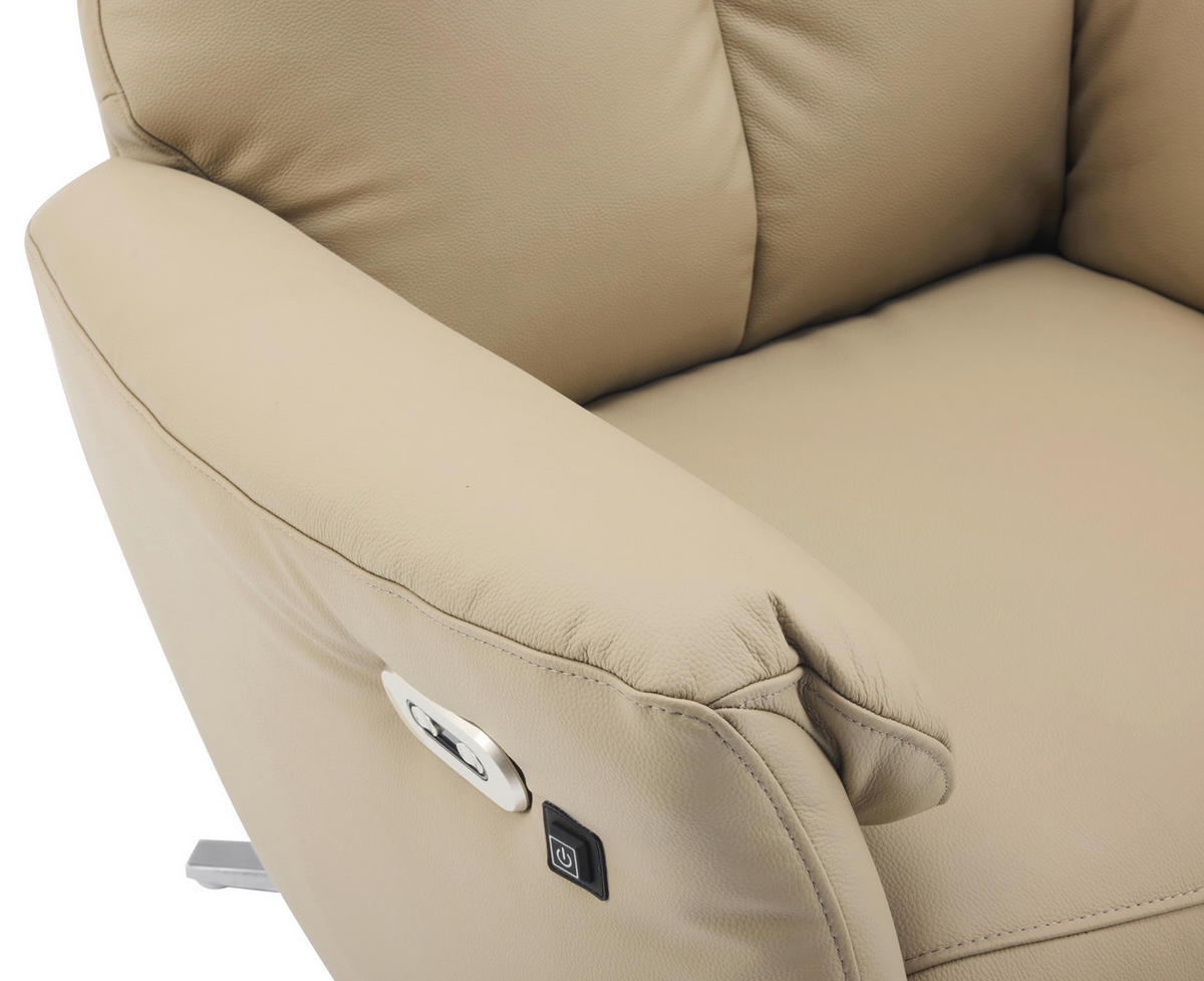 MASSAGESESSEL Echtleder Lederlook Taupe    - Taupe/Chromfarben, Design, Leder/Textil (79/110/85cm) - Livetastic