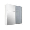 SCHWEBETÜRENSCHRANK  in Weiß, Hellgrau  - Chromfarben/Hellgrau, KONVENTIONELL, Glas/Holzwerkstoff (167/222/68cm) - Moderano