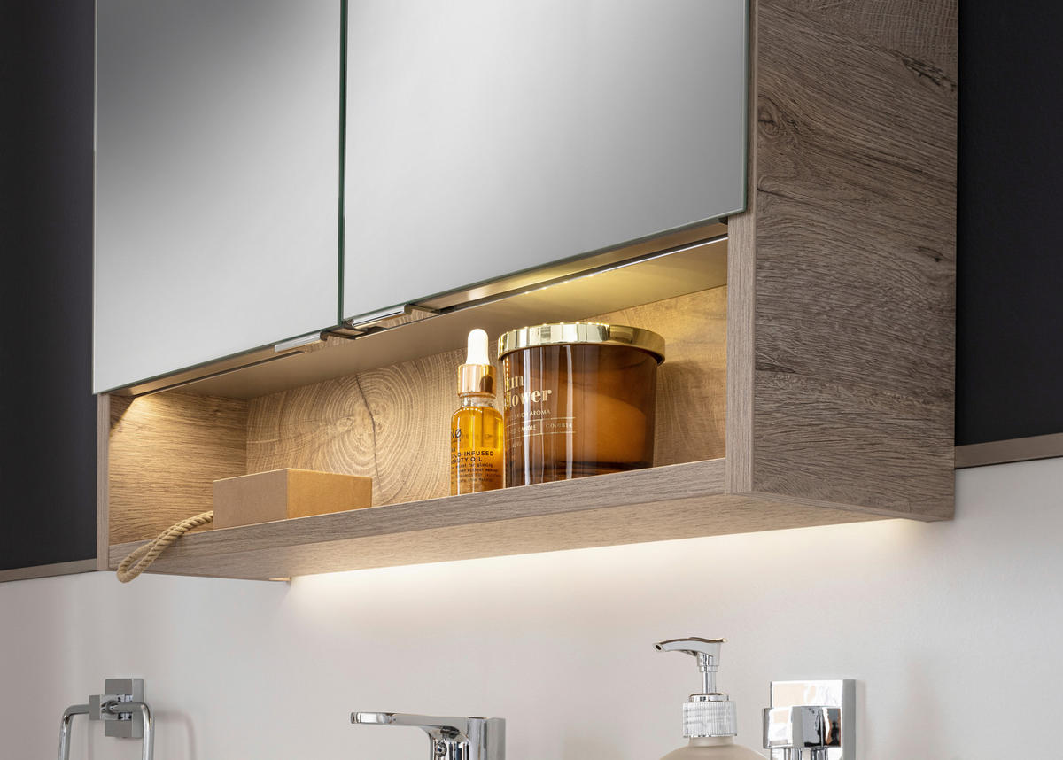 SPIEGELSCHRANK 60/81,2/26,3 cm  - Chromfarben/Eichefarben, Basics, Glas/Holzwerkstoff (60/81,2/26,3cm) - MID.YOU