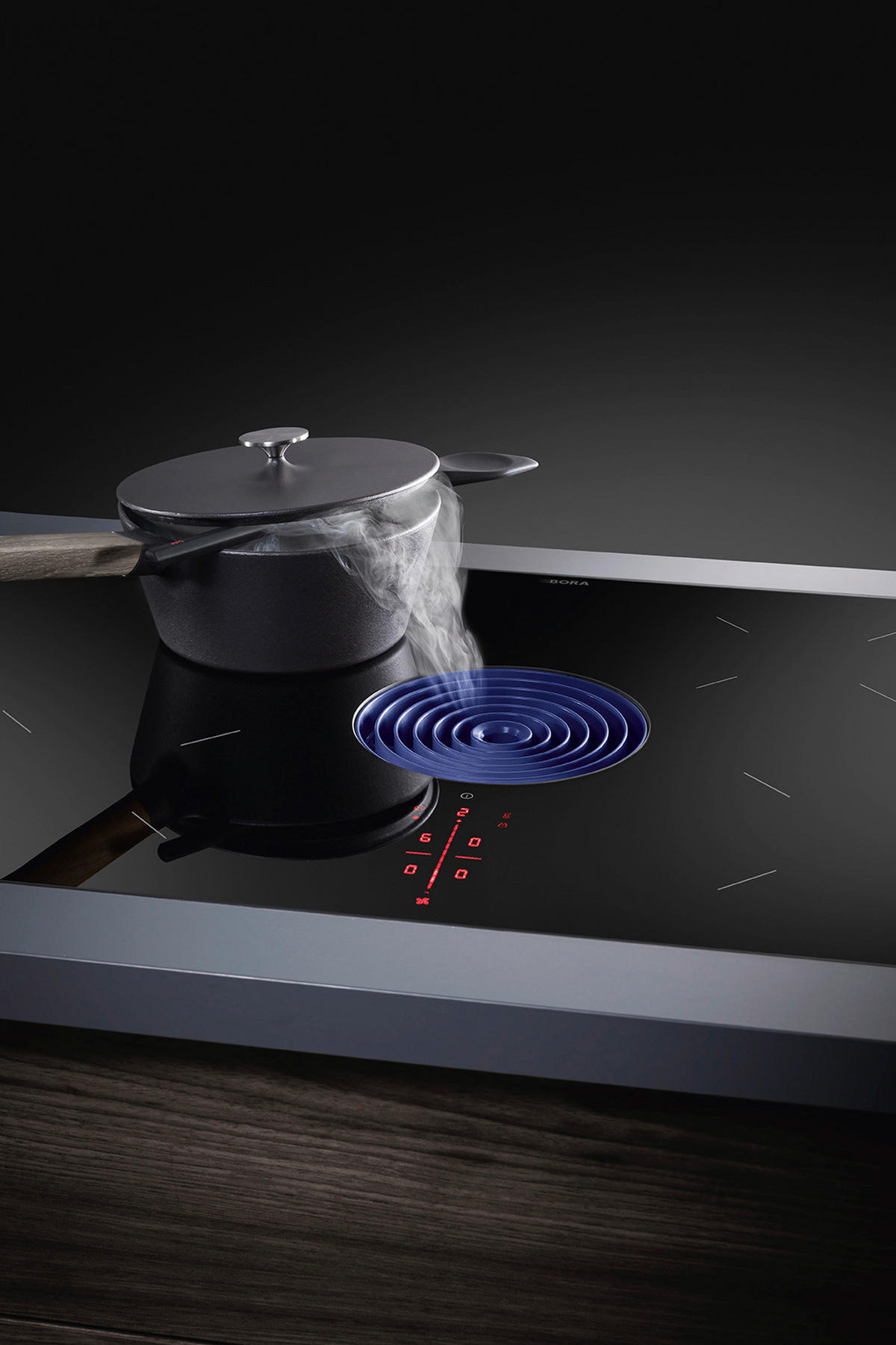 KOCHFELD-DUNSTABZUG-KOMBI Puru  - Schwarz, Basics, Glas/Metall (76/51,5cm) - Bora