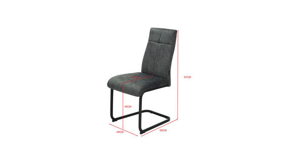 SCHWINGSTUHL in Eisen Webstoff - Anthrazit/Schwarz, Design, Textil/Metall (45/92/62cm) - Novel