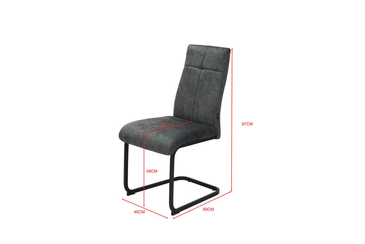 SCHWINGSTUHL  in Eisen Webstoff  - Anthrazit/Schwarz, Design, Textil/Metall (45/92/62cm) - Novel